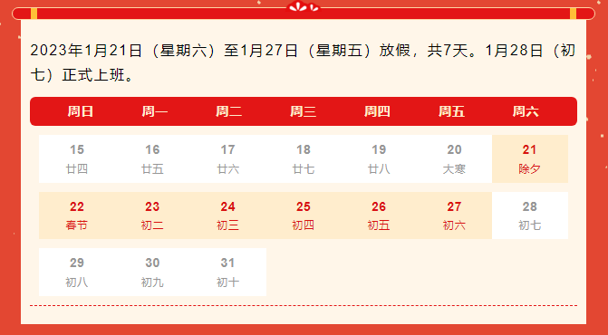 恭贺新春 | 瑞沃德2023年春节放假通知！